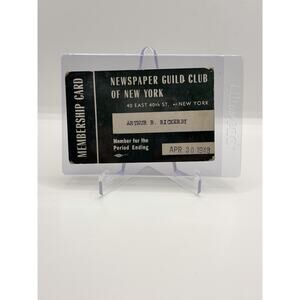Newspaper Guild Club Of New York Membership Card Pass 1948 Arthur B. Rickerby